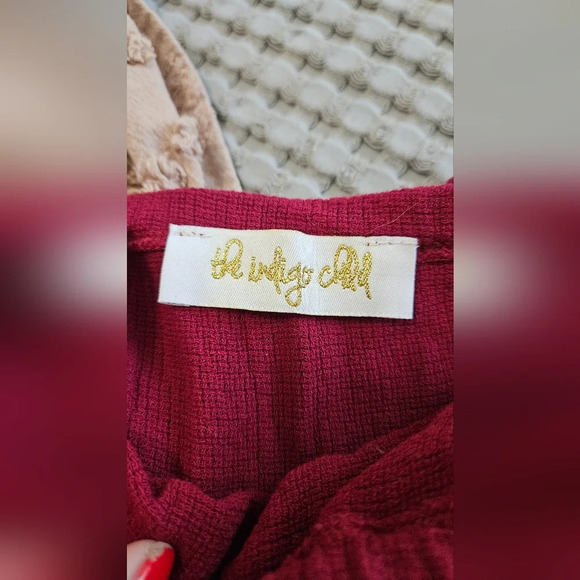 THE INDIGO CHILD Tassel skirt And Cropped Top Set. Maroon/Burgundy. Size small - Picture 15 of 15